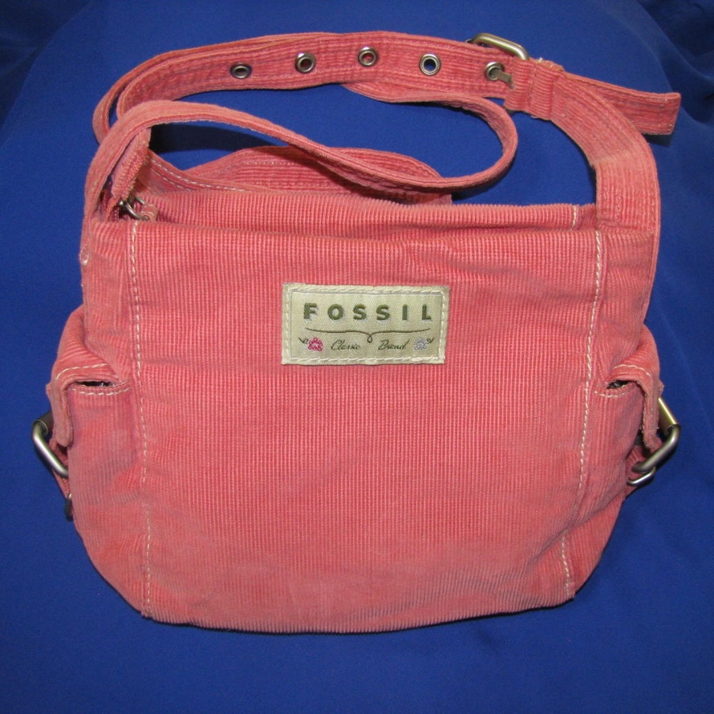 *SOLD* Fossil Classic Pink Corduroy Crossbody